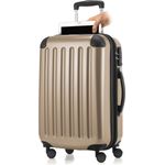 Hauptstadtkoffer Alex Handgepäck Laptopfach Hartschalen Koffer Trolley Rollkoffer Reisekoffer 4 Doppel Rollen, TSA, 55 cm, 42 L, Dunkelblau champagner