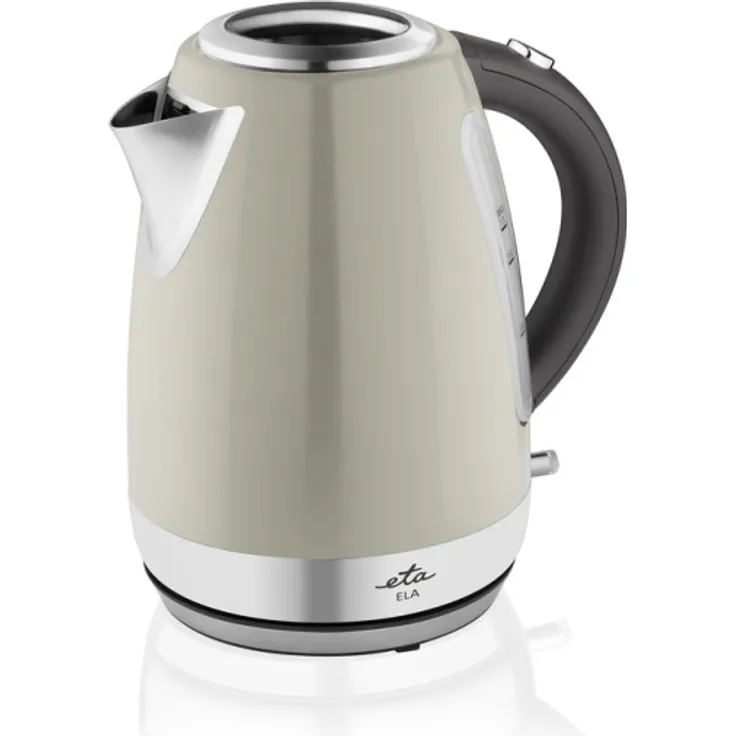 Eta Ela Wasserkocher, 1,7 l, 2100 W, Edelstahl, Wasserstandsanzeige, Überhitzungsschutz, beige, schwarz