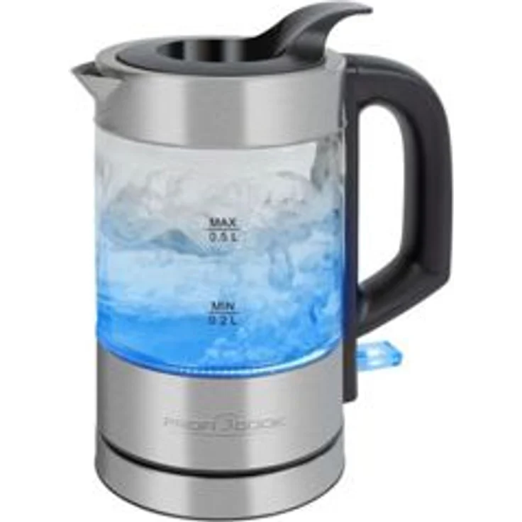 ProfiCook PC-WKS 1228G Glas-Wasserkocher, 1100 Watt, 0,5 Liter, Wasserstandsanzeige, Kalkfilter, silber – Bild 1