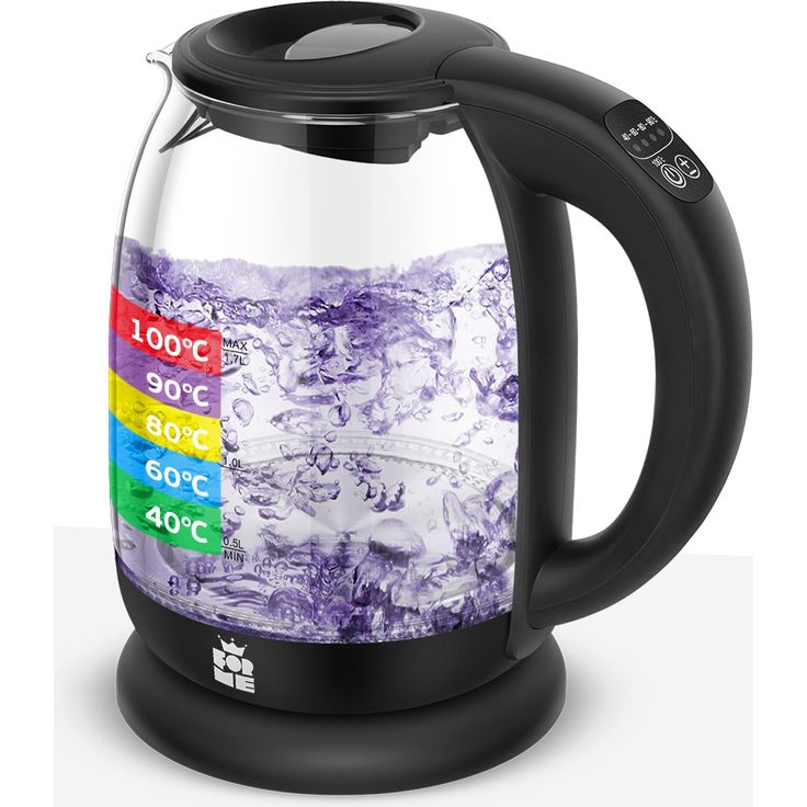 Forme FKG-227 Wasserkocher, 2200W, 1,7 Liter, Warmhaltefunktion, mit Temperatureinstellung, Glas, Edelstahl, schwarz