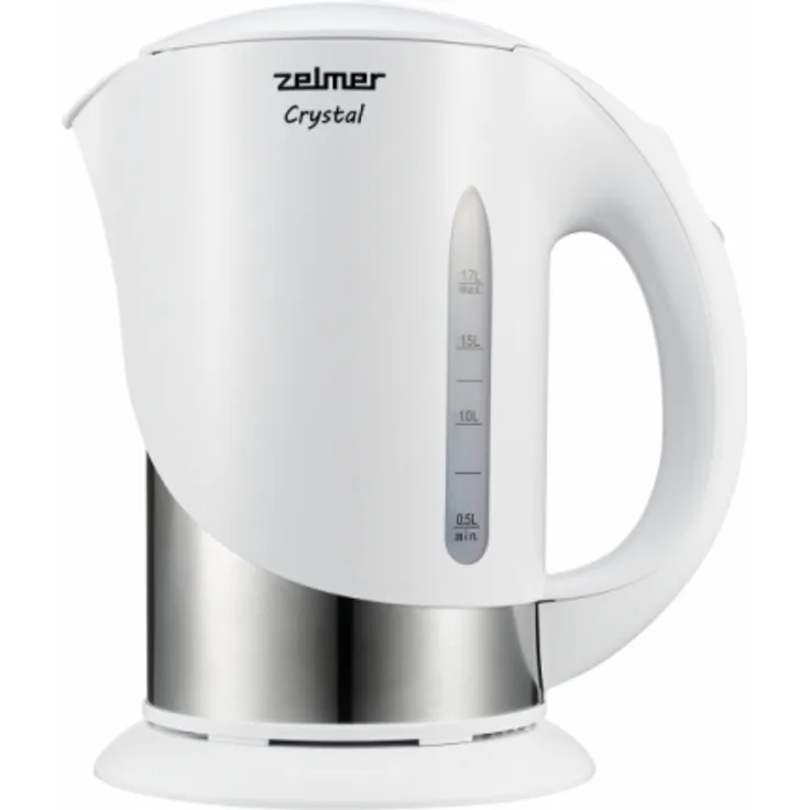 Zelmer ZCK7630W Wasserkocher, 1,7 l, 1850 W, Kunststoff, Wasserstandsanzeige, Filterung, silber, weiß