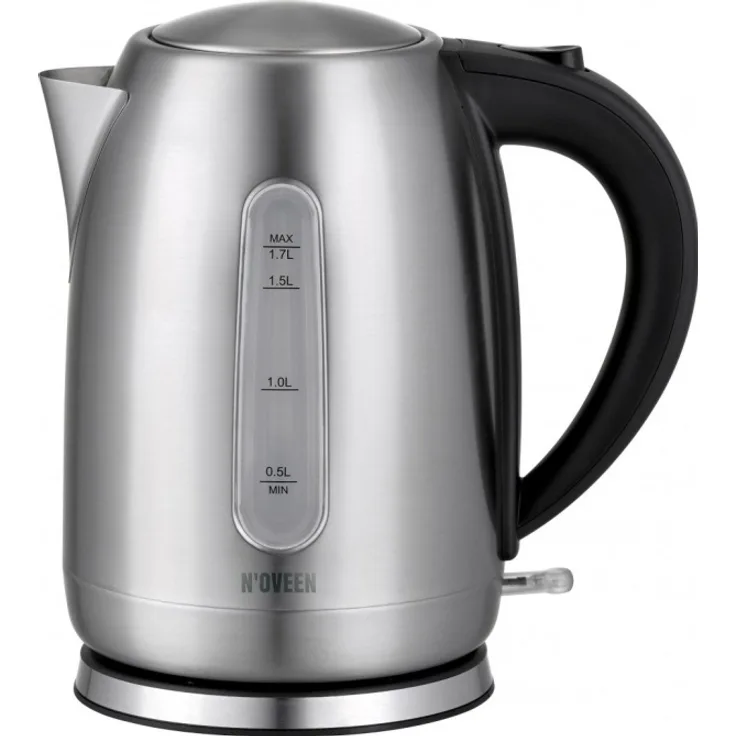 Noveen 405 Edelstahl-Wasserkocher, 1,7 Liter, Wasserstandsanzeige, Kontrollleuchte, inox