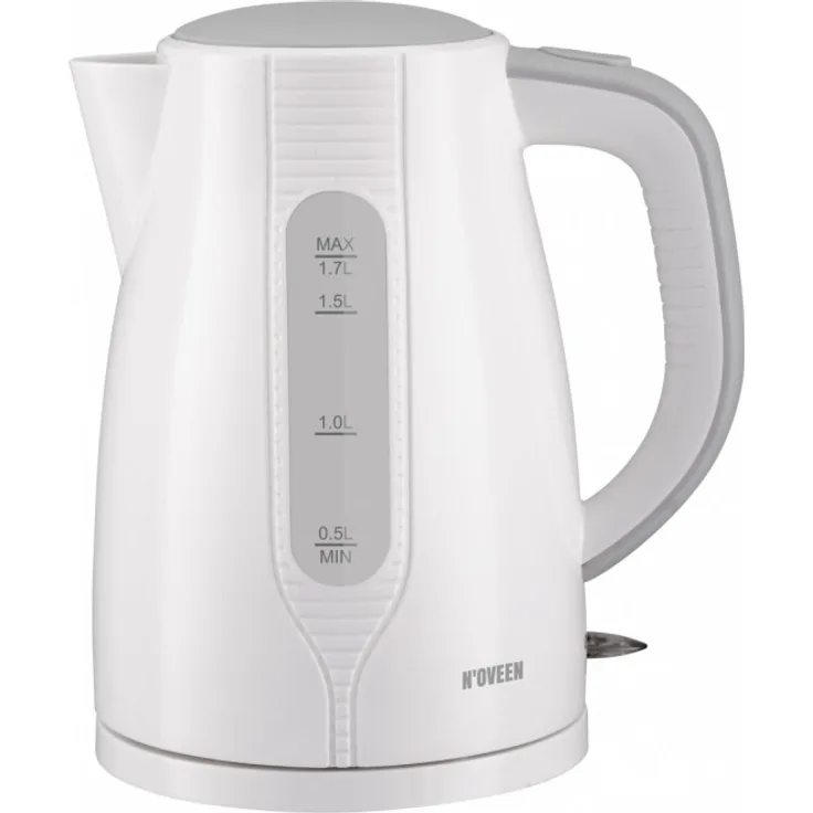 Noveen 1301 Wasserkocher, 1,7 Liter, Wasserstandsanzeige, Kontrollleuchte, Kunststoff, weiß, grau