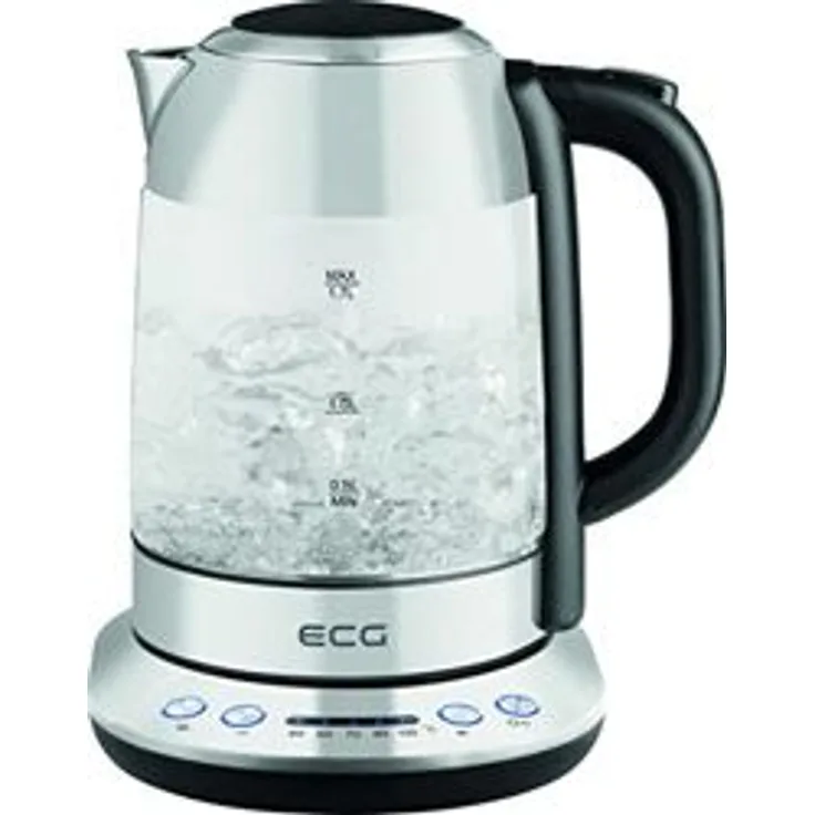 ECG RK 1781 Wasserkocher, 1,7 L, 2200 W, Warmhaltefunktion, mit Filter, Wasserstandanzeige, Einhand-Deckelöffnung, 360° Gerätefuß, silber