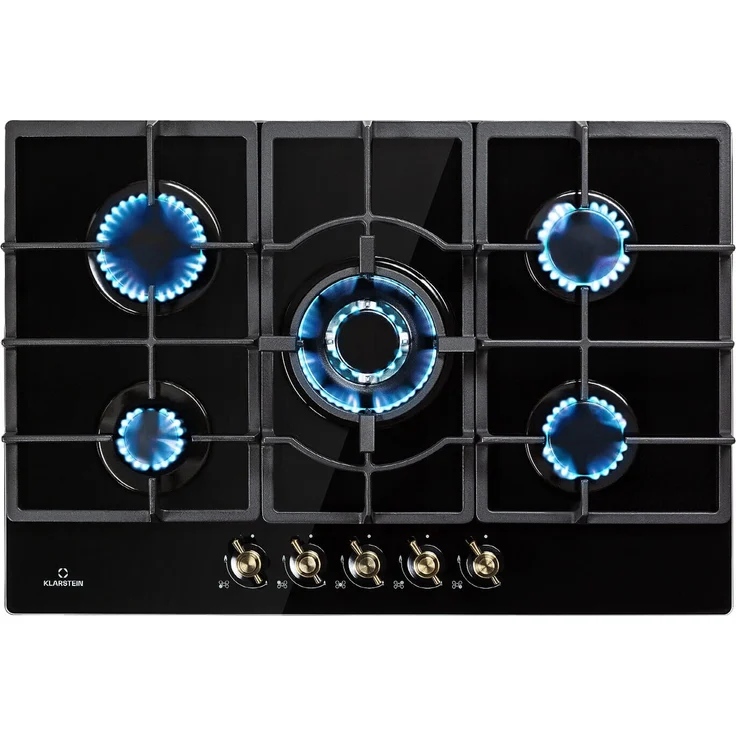 Klarstein DSM-Victoria-5 Gaskochfeld, Einbaugerät, Drehregler, Breite 74 cm, 4 Zonen, schwarz