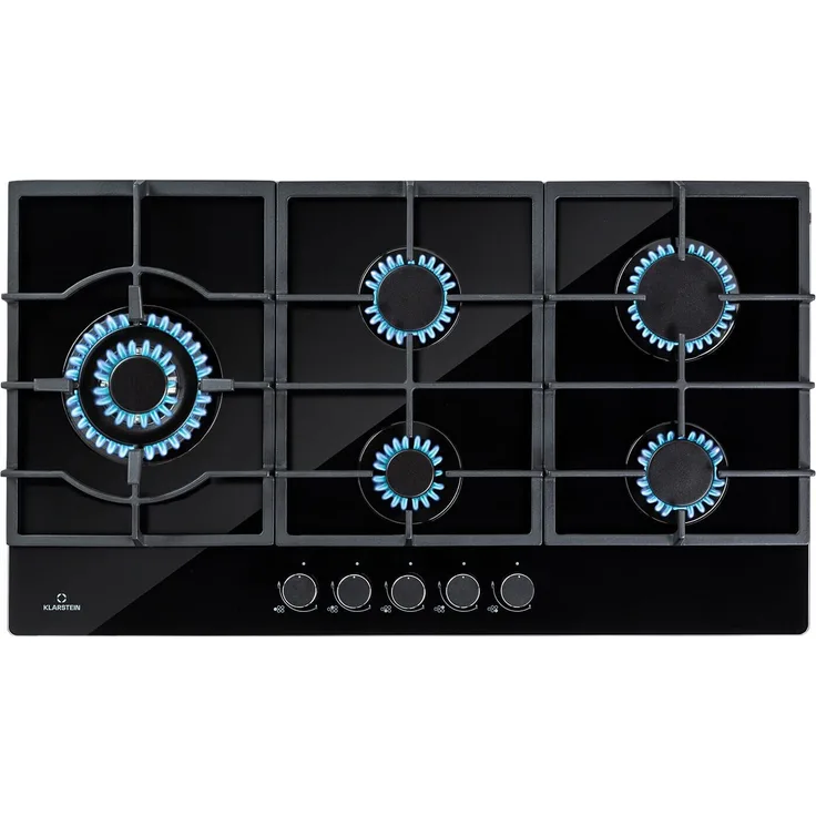 Klarstein Ignito Chef Gaskochfeld, Einbaugerät, Drehregler, Breite 90 cm, 5 Zonen, schwarz - Preisvergleich