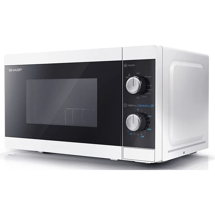 Sharp YC-MG01E-W Mikrowelle mit Grill, Garraum 20 Liter, 800 W, Drehregler, Auftaufunktion, inkl. Grillgestell, Drehteller, weiß – Bild 2