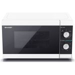 Sharp YC-MG01E-W Mikrowelle mit Grill, Garraum 20 Liter, 800 W, Drehregler, Auftaufunktion, inkl. Grillgestell, Drehteller, weiß