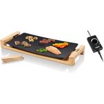 Princess 103026 Elektro Teppan Yaki Tischgrill, 2200 Watt, 50 x 25 cm Grillflläche, Bambus, schwarz
