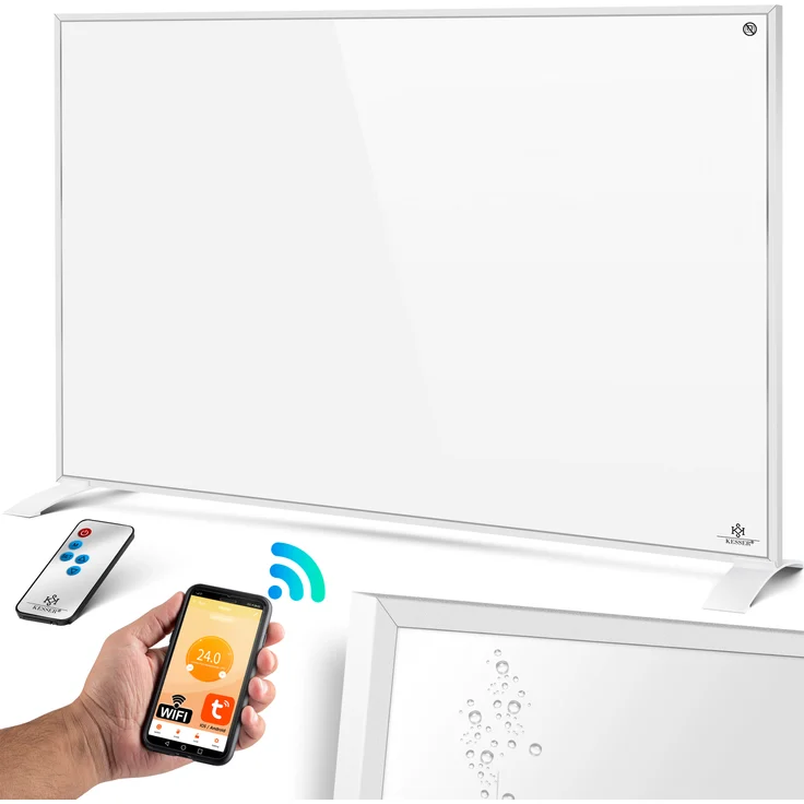 KESSER Infrarotheizung Energiesparend Infrarot 2in1 Standgerät & Wandmontage Elektroheizung mit Fernbedienung Thermostat & App-Steuerung Timer Elektrisch Heizpaneel Heizung Konvektor Standfüße Weiß, 550W, Heizstrahler – Bild 1