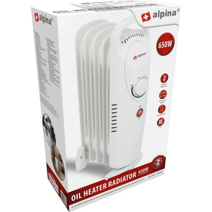 Alpina Ölradiator Alpina Elektroheizung 650W Ölradiator Heizung weiß 5 Rippen, Radiator – Bild 3