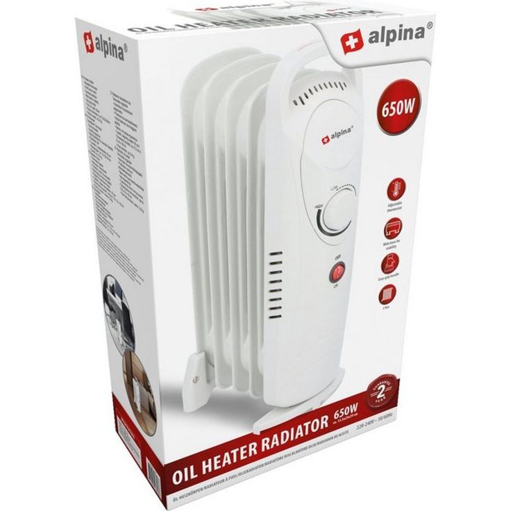 Alpina Ölradiator Alpina Elektroheizung 650W Ölradiator Heizung weiß 5 Rippen, Radiator – Bild 4