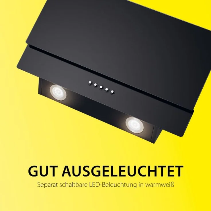 Bomann DU 7607 G Wandhaube, Wandmontage, 3 Stufen, Breite 60 cm, Tiefe 26,3 cm, Aluminium-Dunstfilter, schwarz – Bild 6