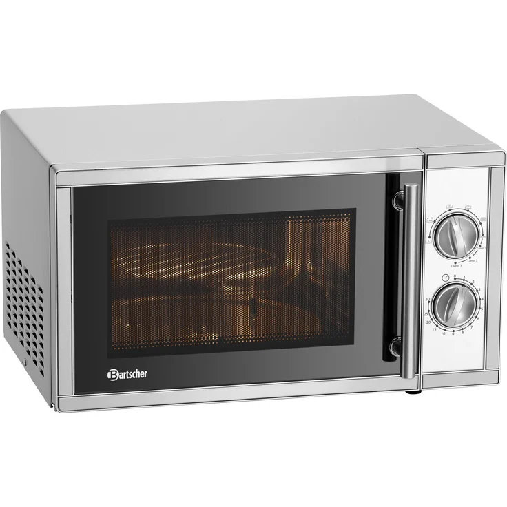 Bartscher 9231D-GR Gastro-Mikrowelle mit Grill, 900 Watt, 23 Liter Garraum, Auftauen, Drehregler, silber – Bild 1