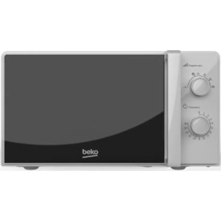 Beko MOC20100SFB Mikrowelle, Standgerät, 20 Liter, 700 Watt, 5 Leistungsstufen, Drehregler, Grill, silber – Bild 1