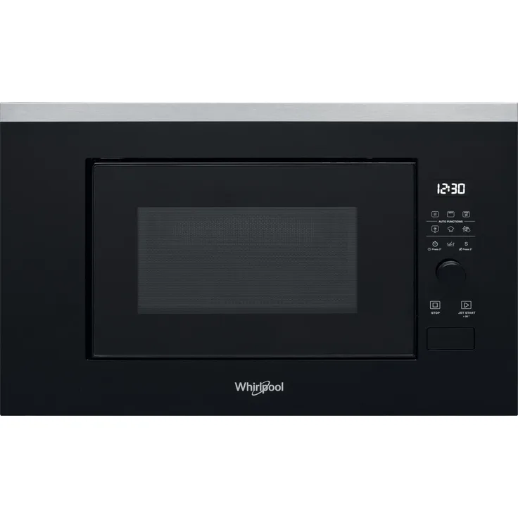 Whirlpool WMF200G Mikrowelle, Einbaugerät, mit Grill, 20 Liter Garraum, 800 Watt, Kindersicherung, schwarz