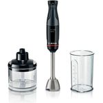 Bosch MSM 4B620 ErgoMaster Serie 4 Stabmixer-Set, inkl. Mixbehälter, Zerkleinerer, Anti-Rutsch-Beschichtung, QuattroBlade System - 4 Klingen, schwarz