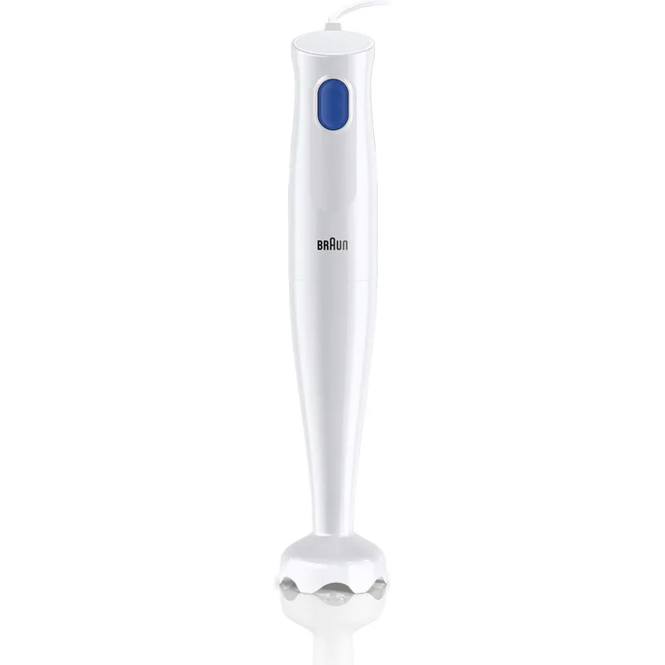 Braun MQ10.000P Stabmixer, 450 Watt, 1 Geschwindigkeit, EasyTwist System, Kunststoff-Fuß, weiß, blau