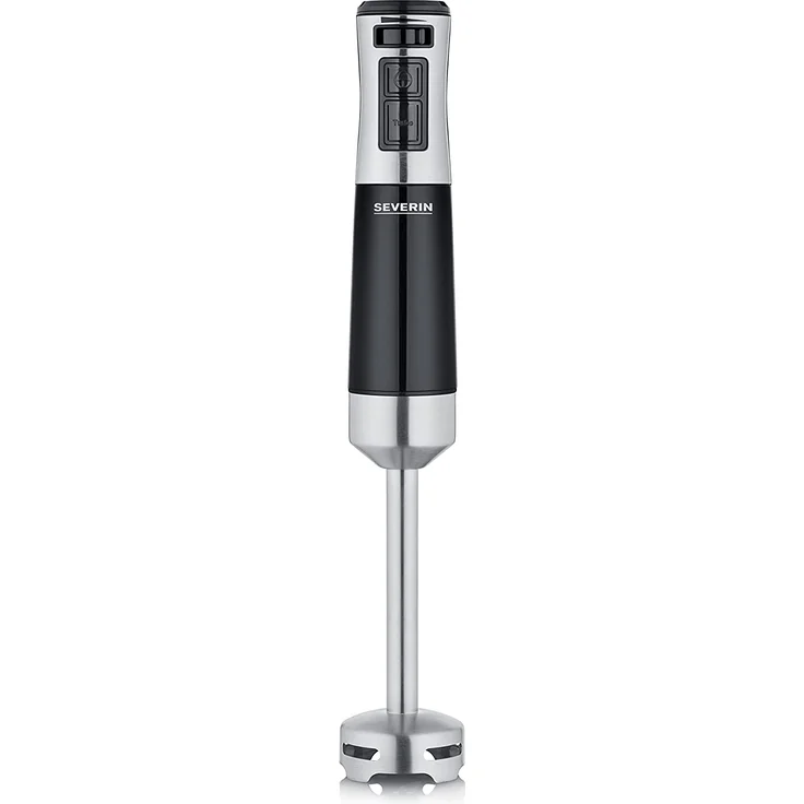 Severin 3771 Stabmixer, 600W, Mixstab mit stufenloser Geschwindigkeitseinstellung, abnehmbarer Pürierstab, Edelstahl (gebürstet), Schwarz – Bild 1