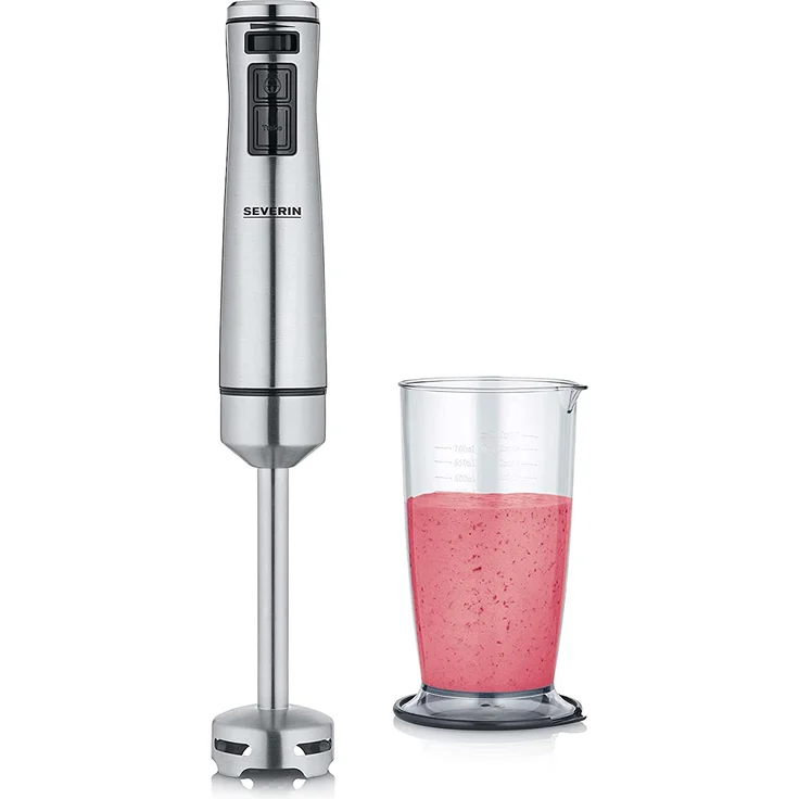 Severin 3773 Stabmixer, 1000W, Mixstab mit 4-Klingen-Edelstahlmesser, abnehmbarer Pürierstab mit Mixbehälter, edelstahl – Bild 1