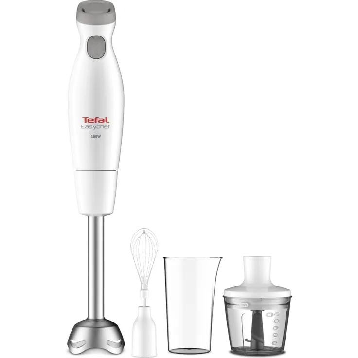 Tefal HB453 Easychef Stabmixer, 450 Watt, 0,5 l, Pulsfunktion, Eis-Crusher, inkl. Schneebesen, Mixbehälter, Zerkleinerer, weiß