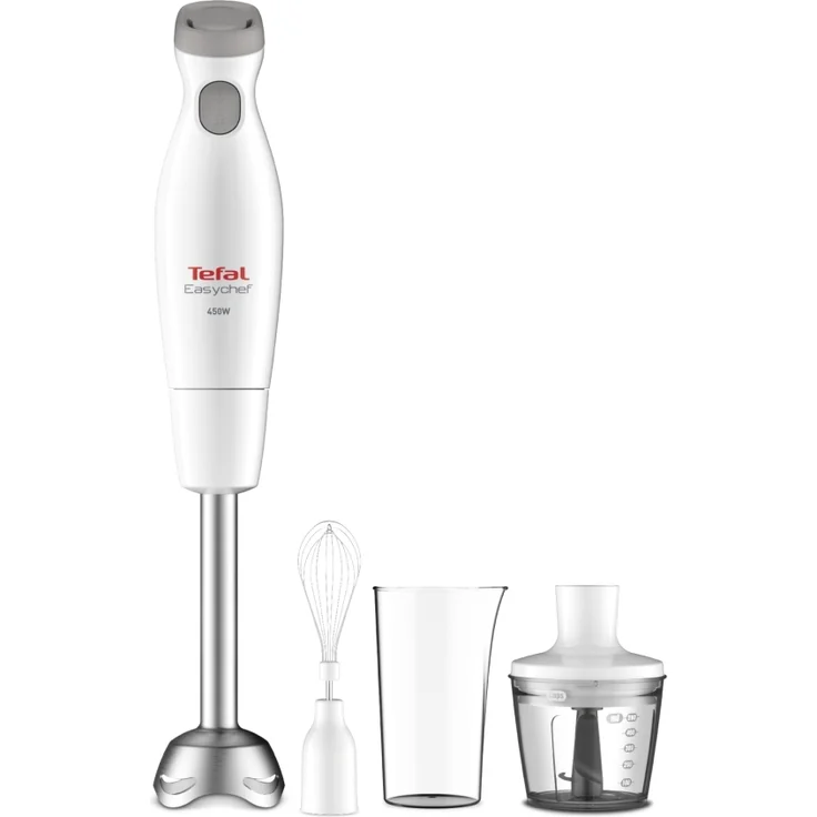 Tefal HB453 Easychef Stabmixer, 450 Watt, 0,5 l, Pulsfunktion, Eis-Crusher, inkl. Schneebesen, Mixbehälter, Zerkleinerer, weiß