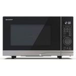 Sharp YC-PG204AE-S Mikrowelle mit Grill, Standgerät, 20 Liter Garraum, 700 Watt, Drehregler, silber, schwarz