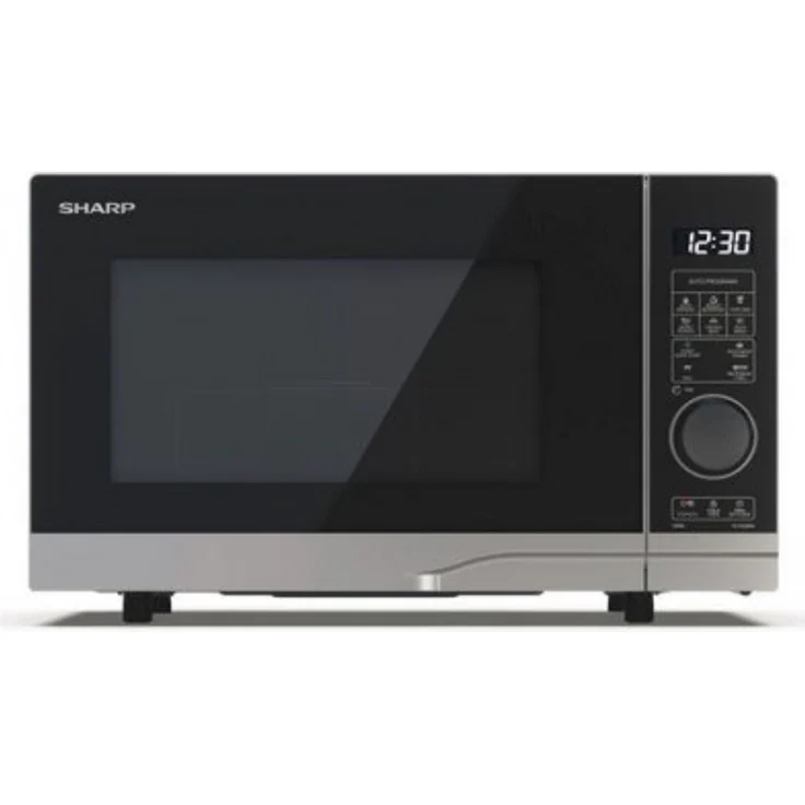 Sharp YC-PG204AE-S Mikrowelle mit Grill, Standgerät, 20 Liter Garraum, 700 Watt, Drehregler, silber, schwarz – Bild 1