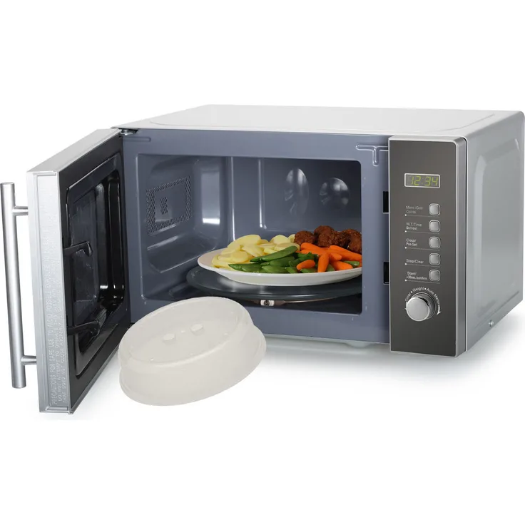 Tristar Mikrowelle mit Grill, Standgerät, 20 Liter Garraum, 800 Watt, mit 95min Timer, inkl. Drehteller, Auftaufunktion, silber