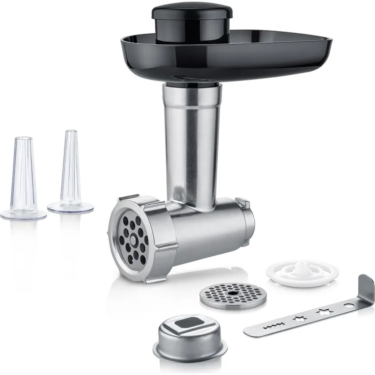 Severin ZB5591 Fleischwolf für Severin KM3896, KM3897, Küchenmaschine Zubehör, schwarz, silber
