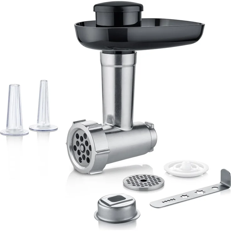 Severin ZB5591 Fleischwolf für Severin KM3896, KM3897, Küchenmaschine Zubehör, schwarz, silber