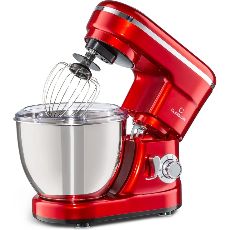 Klarstein Bella Mini Rührmaschine, 1200 W, 6 Geschwindigkeitsstufen, 4 Liter Edelstahl, Pulsfunktion, rot – Bild 1