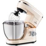 Klarstein Bella Mini Rührmaschine, 1200 W, 6 Geschwindigkeitsstufen, 4 Liter Edelstahl, Pulsfunktion, creme