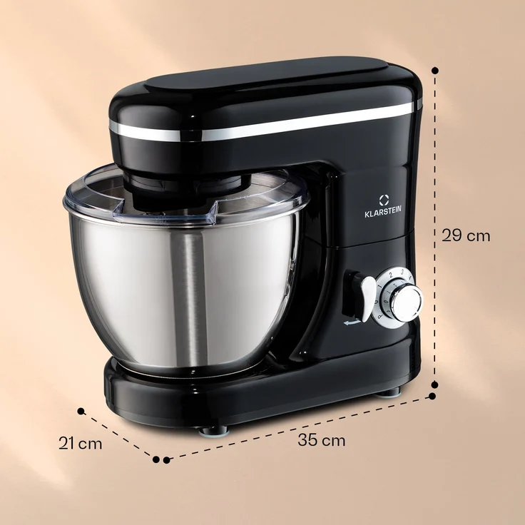 Klarstein Bella Mini Rührmaschine, 1200 W, 6 Geschwindigkeitsstufen, 4 Liter Edelstahl, Pulsfunktion, schwarz – Bild 6