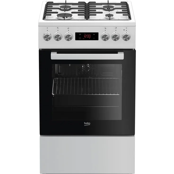 Beko FSE52320DWD Gasherd, inklusive Gaskochfeld, Standgerät, Energieeffizienzklasse A, Volumen 55 l, Breite 50 cm, mittel (35 - 64 l), 4 Zonen, weiß