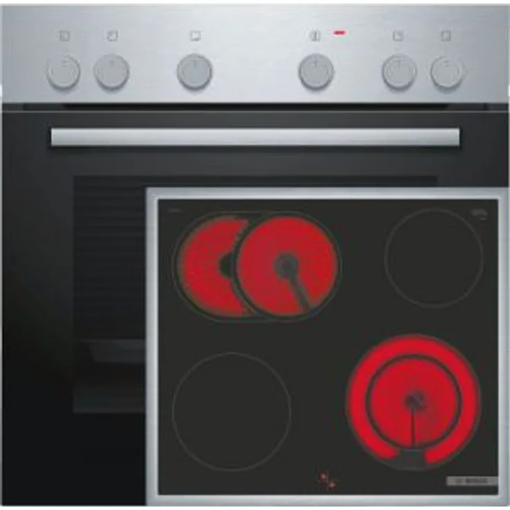 Bosch HND211AR62 Herdset, inklusive Glaskeramikkochfeld, Einbaugerät, Energieeffizienzklasse A, Volumen 66 l, Breite 59,4 cm, groß (ab 65 l), 4 Zonen, edelstahl