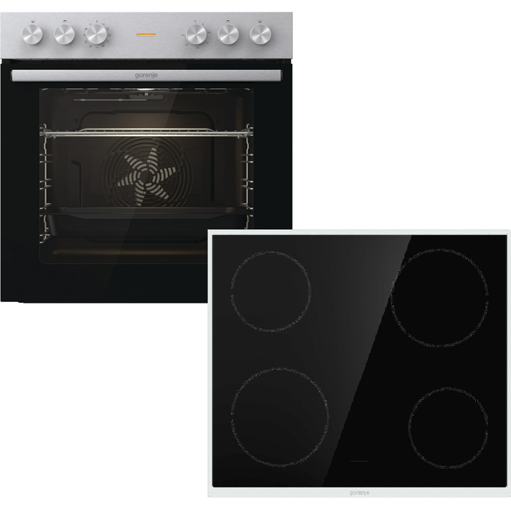 Gorenje BC6715E02XK+ECD641BX Herdset, inklusive Glaskeramikkochfeld, Einbaugerät, Energieeffizienzklasse A, Volumen 77 l, Breite 59,5 cm, groß (ab 65 l), 4 Zonen, edelstahl