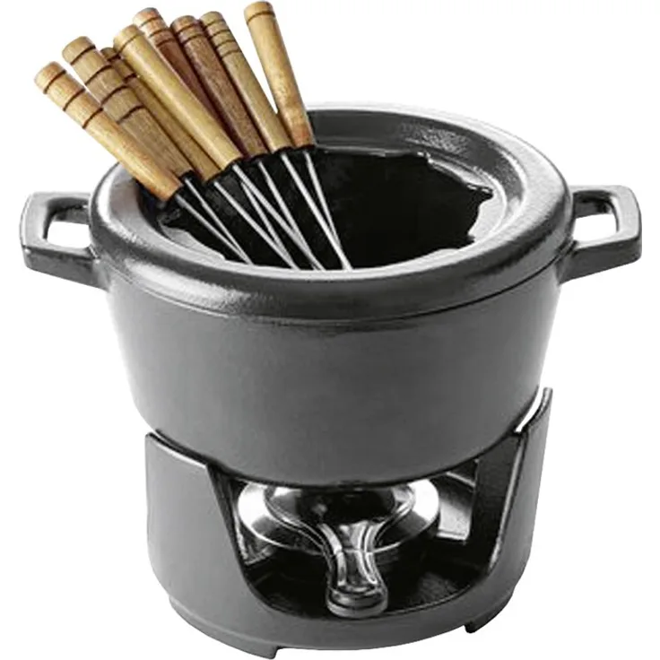 Beka Nori Fondue-Set, 2L, inkl. 8 Gabeln, Gusseisen, Edelstahl, schwarz