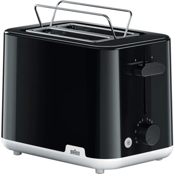 Braun HT1010BK 2-Schlitz-Toaster, 900W, inkl. Brötchenaufsatz, Auftaufunktion, Aufwärmfunktion, Kunststoff, schwarz