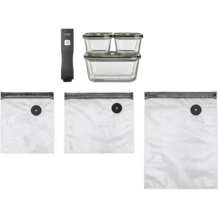 Caso Vacu OneTouch Set Vakuumierer, 3 Liter / Minute Pumpleistung, kabellos, Absaugautomatik, schwarz – Bild 1