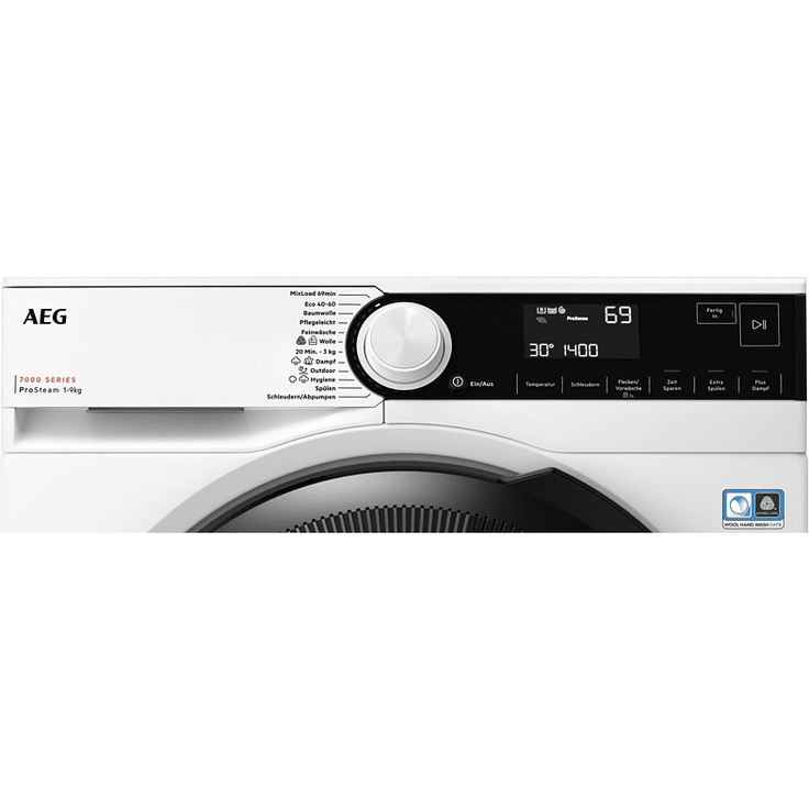 AEG LR7A70490, Frontlader-Waschmaschine, A, Fassungsvermögen 9 kg, Standgerät, Breite 60 cm – Bild 2