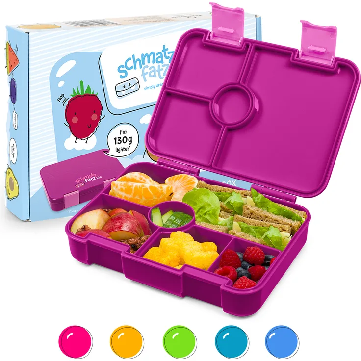 schmatzfatz by Lite Lunchbox 6 Fächer 20,8 x 4,5 x 15 cm (BxHxT) BPA-frei extra leichtes Tritan Violett