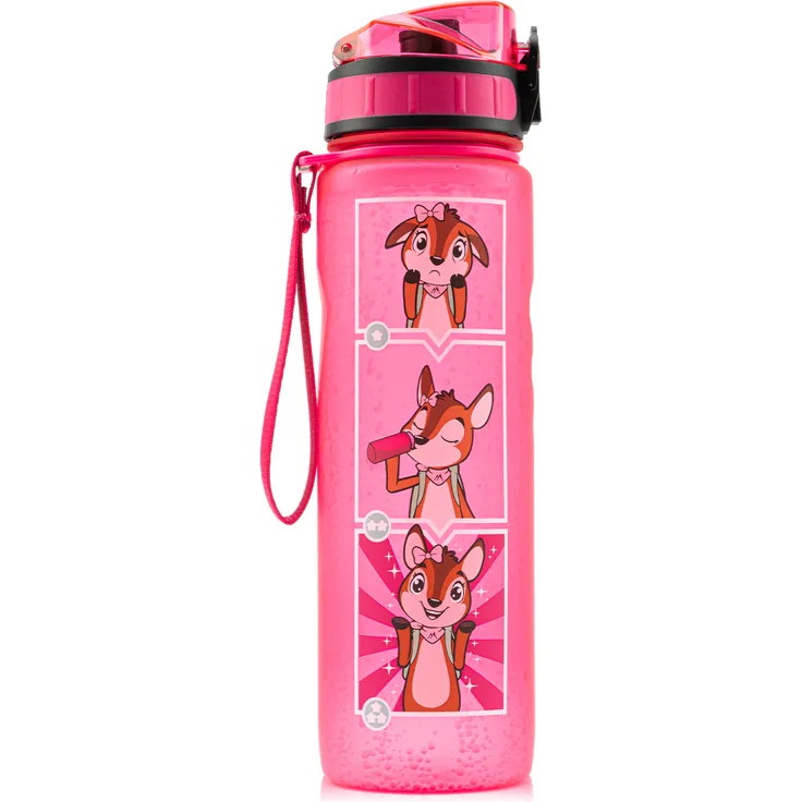 Lyseren Kindertrinkflasche 600 ml Trinkskala auslaufsicher Fruchtfilter Pink
