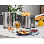 Edelstahl 2in1 Frühstücksset Silber 1,7 Liter, Wasserkocher & Doppelschlitztoaster, silber