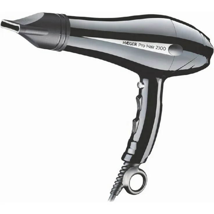 Haeger Pro Hair Haartrockner 2300 W, 3 Temperatur- und 2 Gebläsestufen, AC-Motor, schwarz