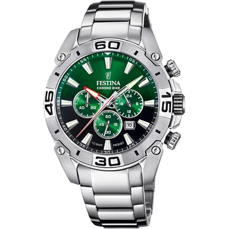 Festina Herren Uhr F20543/3 Chrono Bike Edelstahl, grün