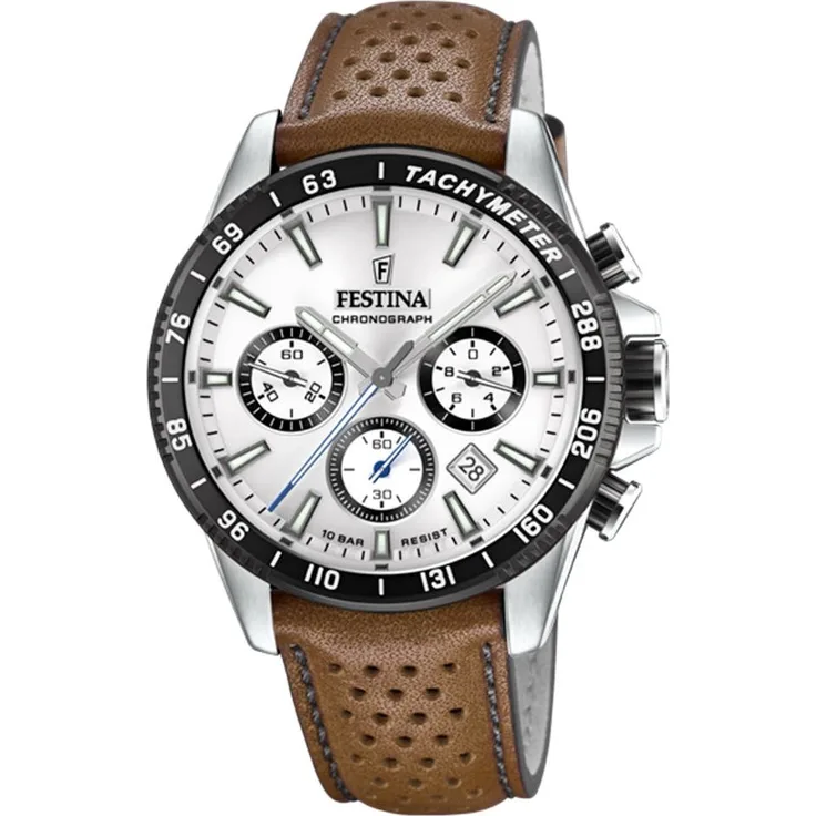 Festina Herren Uhr F20561/1 Chronograph Leder braun