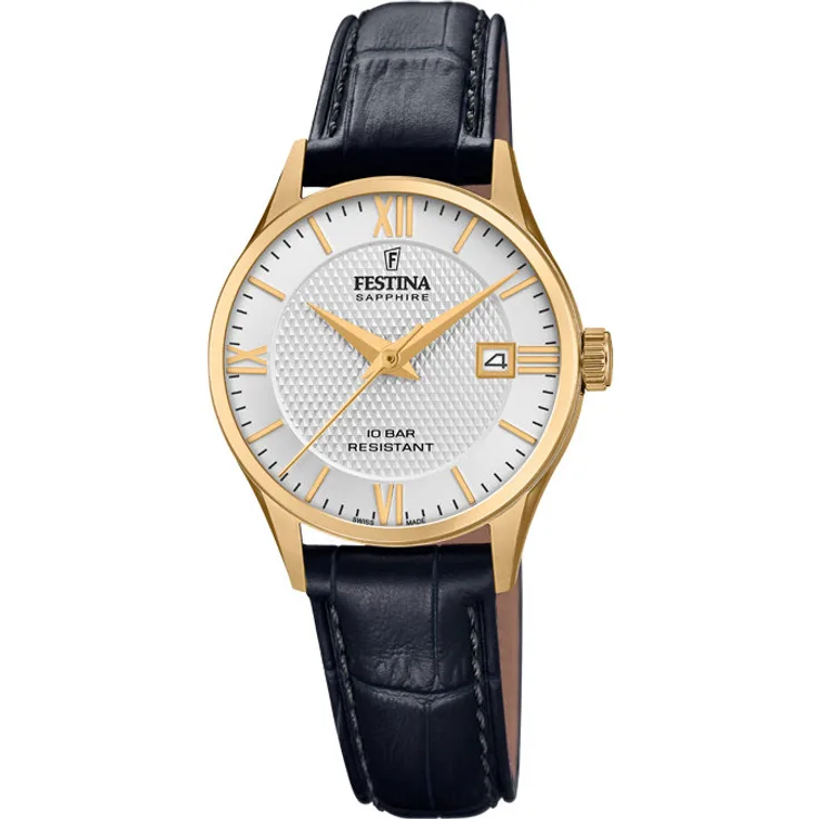 Festina Damen Uhr F20011/1 vergoldet mit Datumsanzeige