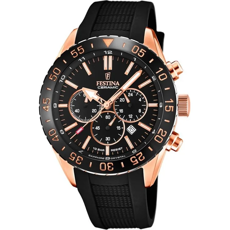 Festina Herren Uhr F20516/2 Chronograph rosé vergoldet