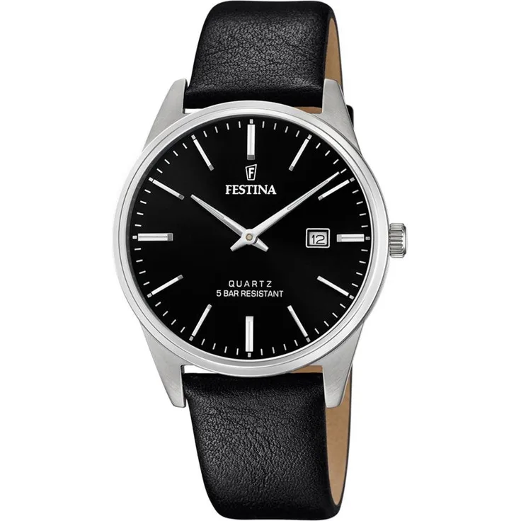 Festina Herrenuhr F20512 4 Leder schwarz mit Datumsanzeige, Analoguhr, schwarz